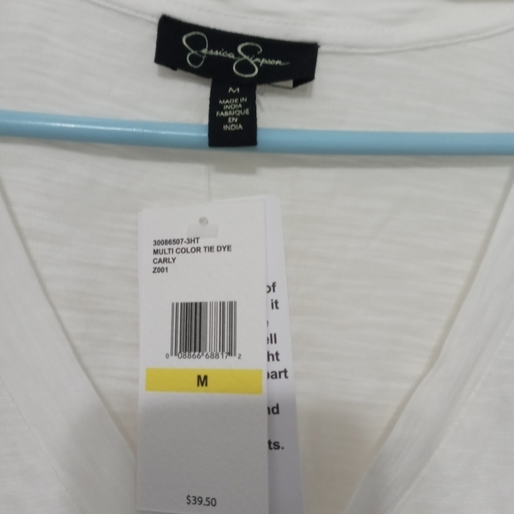 Jessica Simpson MultiColor Tie Dye Carly Short Sleeve V Neck Blowout T Shirt - Picture 3 of 9